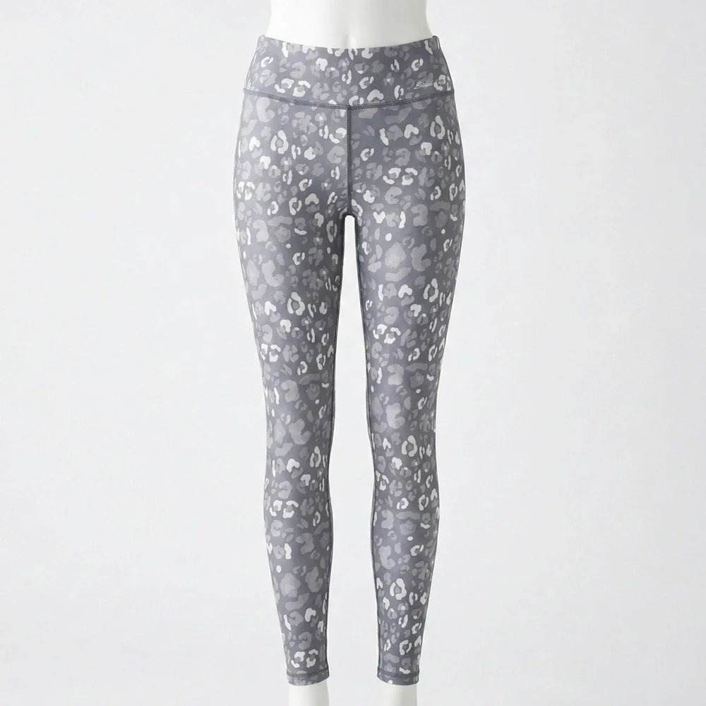 Eddie Bauer Girls Leggings Large Gray Leopard Print Activewear Yoga Tights L